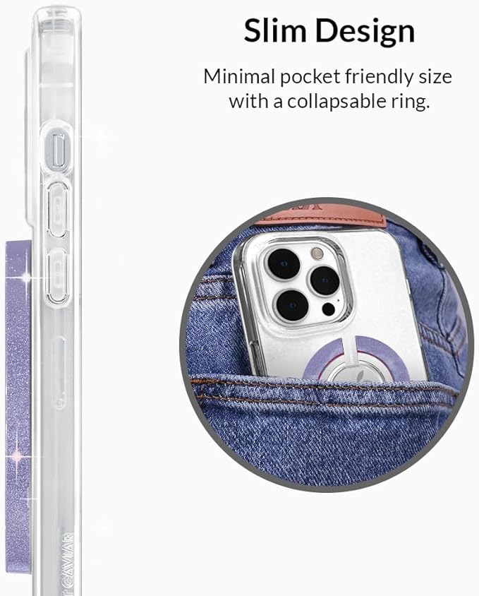 VELVET CAVIAR Compatible with MagSafe Phone Grip - Magnetic Ring Holder with Adjustable Stand - Removable MagSafe Accessories for iPhone 16, 15, 14, 13, 12 (Lilac Stardust)