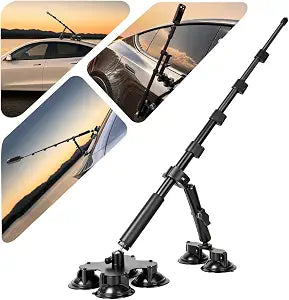BMZX Dual & Quad Suction Cup Car Mount Kit for Insta360 X5 X4 X3, 360 Camera Car Mount for GoPro & DJI Action Cameras, Heavy Duty Windshield Mount with Magic Arm & Extension Pole