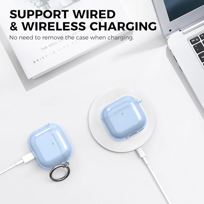 AhaStyle Clear Airpods 4 Case Cover with Cleaning Kit [Anti-Yellowing] Soft TPU Protective Covers Skin Designed for Apple AirPods 4th Generation 2024 Support USB-C Charging Case and Wireless Charging