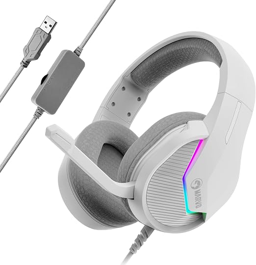 MARVO USB Gaming Headset with Mic, Wired Headphone with Surround Sound, Noise Canceling Gaming Headphones for PC, PS4/PS5, Laptop, Mac, Switch- H8618
