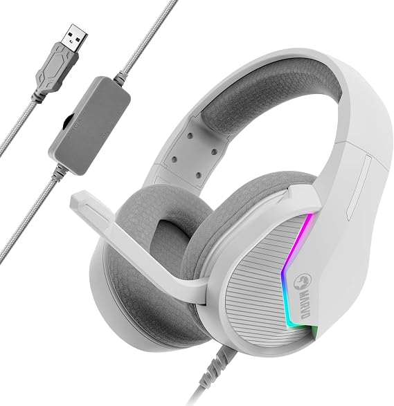 MARVO USB Gaming Headset with Mic, Wired Headphone with Surround Sound, Noise Canceling Gaming Headphones for PC, PS4/PS5, Laptop, Mac, Switch- H8618