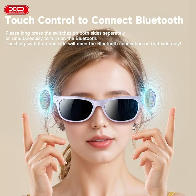 Smart Bluetooth Sunglasses, XO Smart Bluetooth Audio Glasses for Women Men,Athletic/Outdoor UV Protection Riding, Driving,Fishing, Running (Purple)
