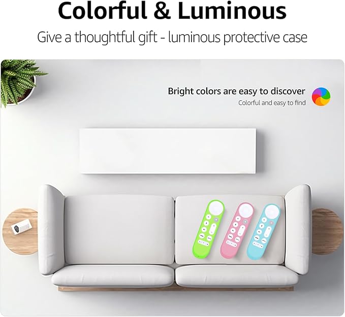 [3-Pack] HZIME New Replacement Remote Control Cover Compatible for Google TV Streamer 4K TV GY3LE Voice Remote, Silicone Controller Case Sleeve (Glow-in-The-Dark，Green/Blue/Pink)