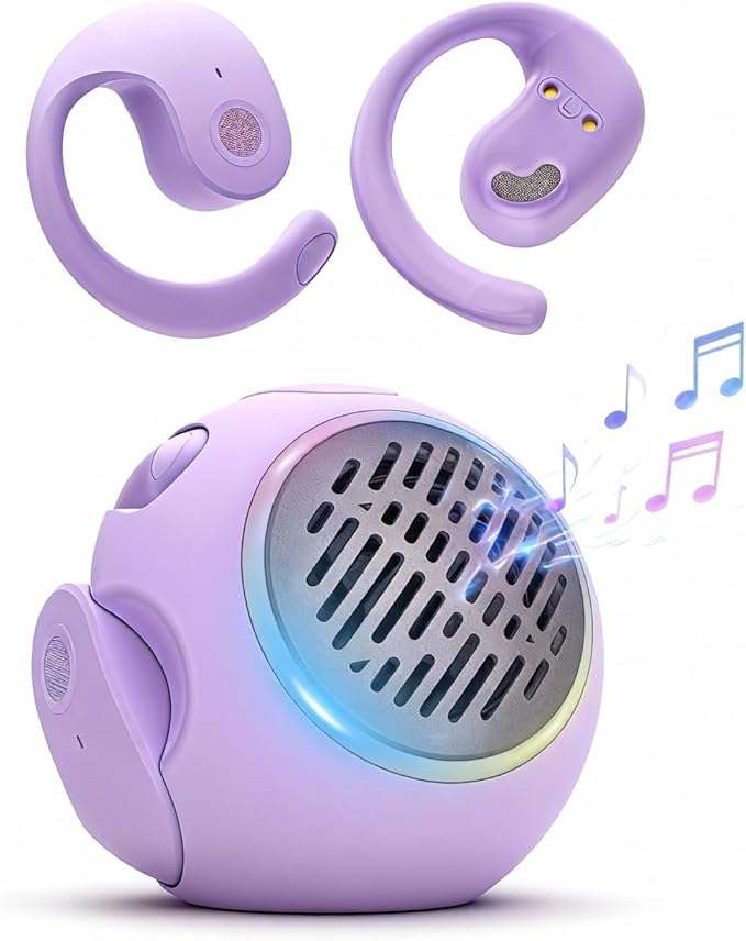 Open Ear Headphones Over the Ear Earbuds Wireless for Kids, Waterproof Small Mini Portable Bluetooth Speaker with Earbuds, OWS Hanging Earphones Air Bone Conduction Headphones 5.4 Bluetooth Headset