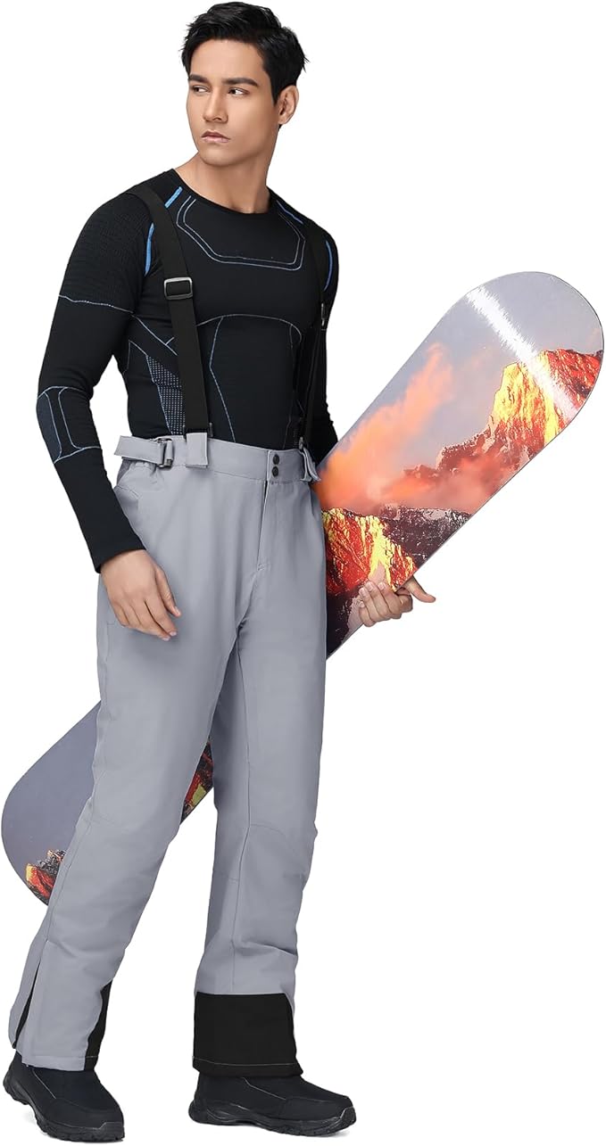 RIUIYELE Men's Ski Pants Insulated Snow Bibs Warm Winter Snowboard Bibs Overalls Waterproof Winterproof with Suspenders
