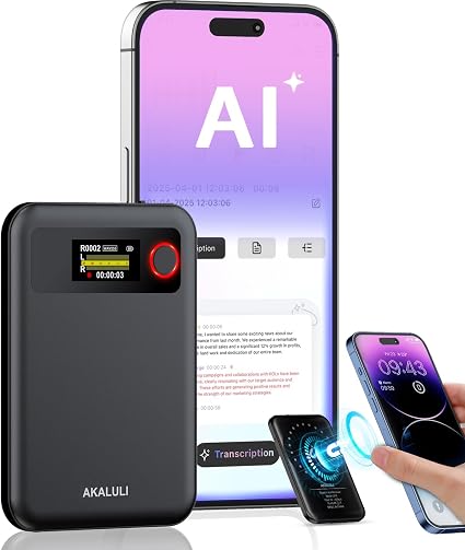 AI Voice Recorder with Transcribe Summarize: Note Voice Recorder with APP Control, 30H Continuous Recording, 64GB Memory Support 100+ Languages, AI Recorder for Calls, Lectures, Meetings