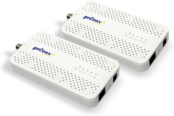 goCoax MoCA 2.5 Adapter (2-Pack) with 2.5GbE Ethernet Port | MA2500D Ethernet Over Coax for Gaming & 4K Streaming | 2.5Gbps, Plug and Play | for Cable Internet Homes - Not for Satellite TV (White)