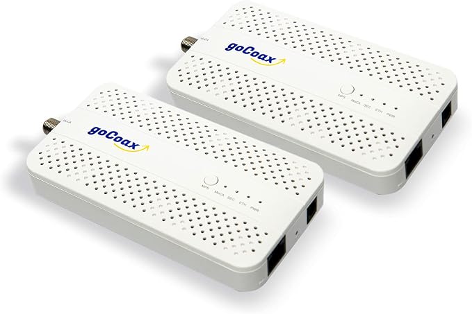 goCoax MoCA 2.5 Adapter (2-Pack) with 2.5GbE Ethernet Port | MA2500D Ethernet Over Coax for Gaming & 4K Streaming | 2.5Gbps, Plug and Play | for Cable Internet Homes - Not for Satellite TV (White)