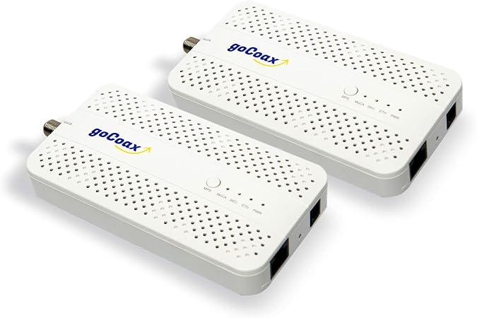 goCoax MoCA 2.5 Adapter (2-Pack) with 2.5GbE Ethernet Port | MA2500D Ethernet Over Coax for Gaming & 4K Streaming | 2.5Gbps, Plug and Play | for Cable Internet Homes - Not for Satellite TV (White)