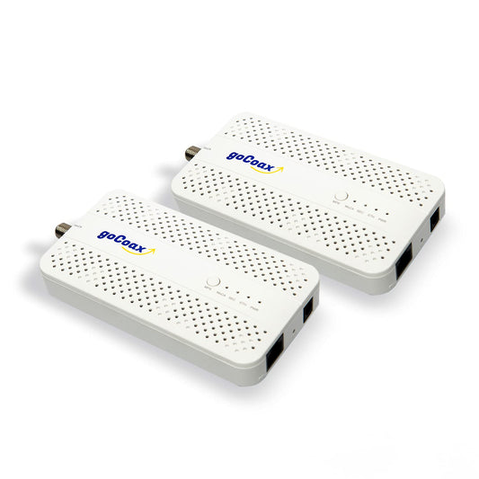 goCoax MoCA 2.5 Adapter (2-Pack) with 2.5GbE Ethernet Port | MA2500D Ethernet Over Coax for Gaming & 4K Streaming | 2.5Gbps, Plug and Play | for Cable Internet Homes - Not for Satellite TV (White)