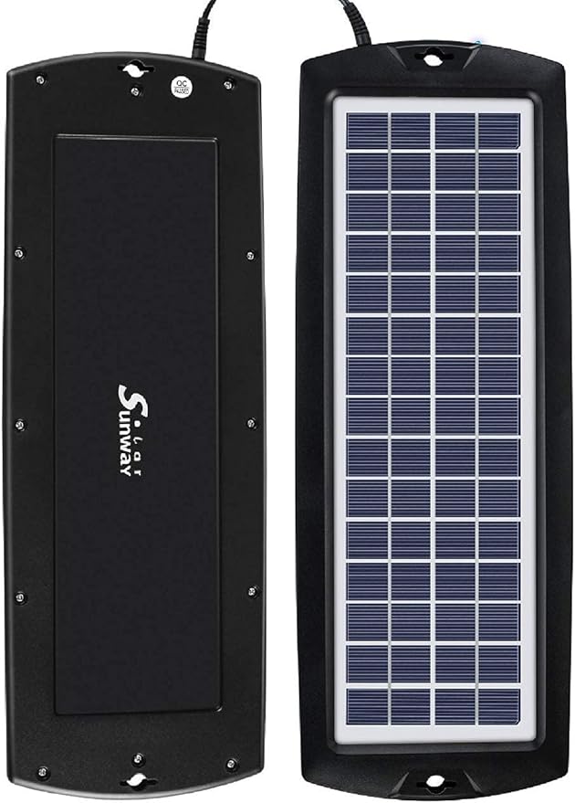 Sunway Solar Car Battery Trickle Charger & Maintainer 12V Solar Panel Power Kit Portable Backup for Car Automotive RV Marine Boat Motorcycle Truck Trailer Tractor Powersports Snowmobile Farm Equipment