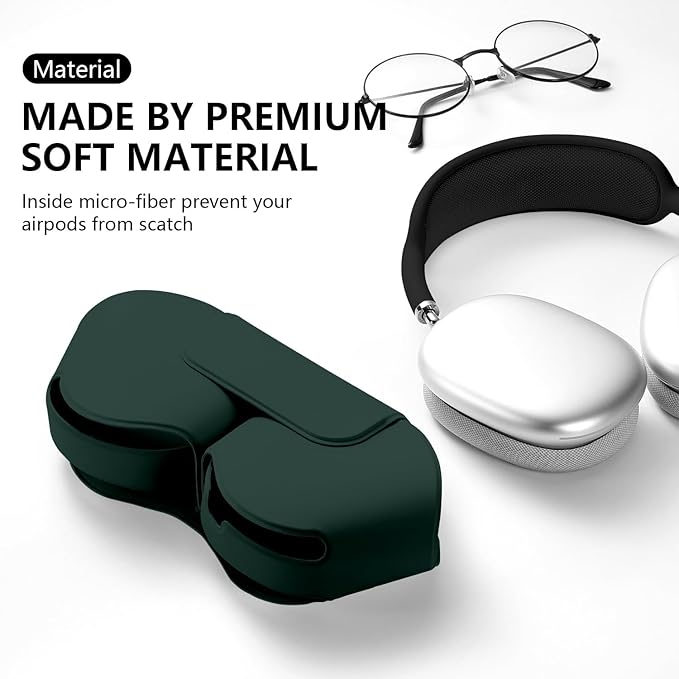 for Apple Airpods Max Case,Headphones Protective Case for AirPod Max Supports Sleep Mode, Anti-Scratch and Anti-Dust,Airpod Pro Max by PU Leather,Dark Green 2