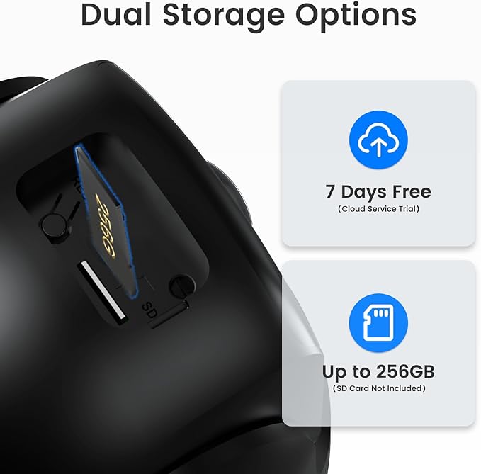 2.4G/5G WiFi 6 Wireless Outdoor 360° View Security Camera, 2K, Solar Powered 4MP, Color Night Vision, AI Human Detection, Pan/Tilt, Spotlight & Siren, 2-Way Talk, Cloud/SD Storage, IP65