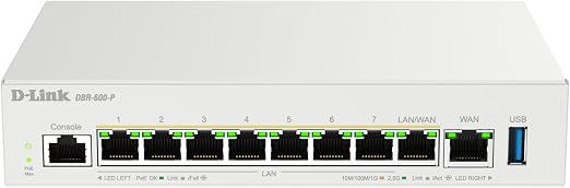 D-Link Guardian 600 PoE Multi-Gig Business Router (DBR-600-P), Premium Router with Multi-WAN Failover, SPI Firewall, 8X 2.5GbE PoE+ LAN, VPN