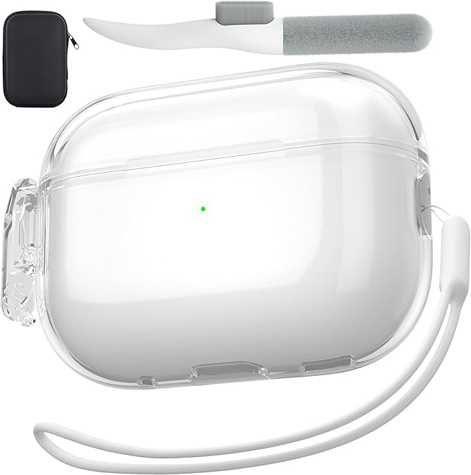 Valkit Compatible Airpods Pro 2 Case Clear with Lock, Shockproof AirPods Pro 2nd/1st Generation Case Soft Transparent Protective Cover with Lanyard iPods Pro 2 Skin for Airpods Pro 2nd/1st Gen