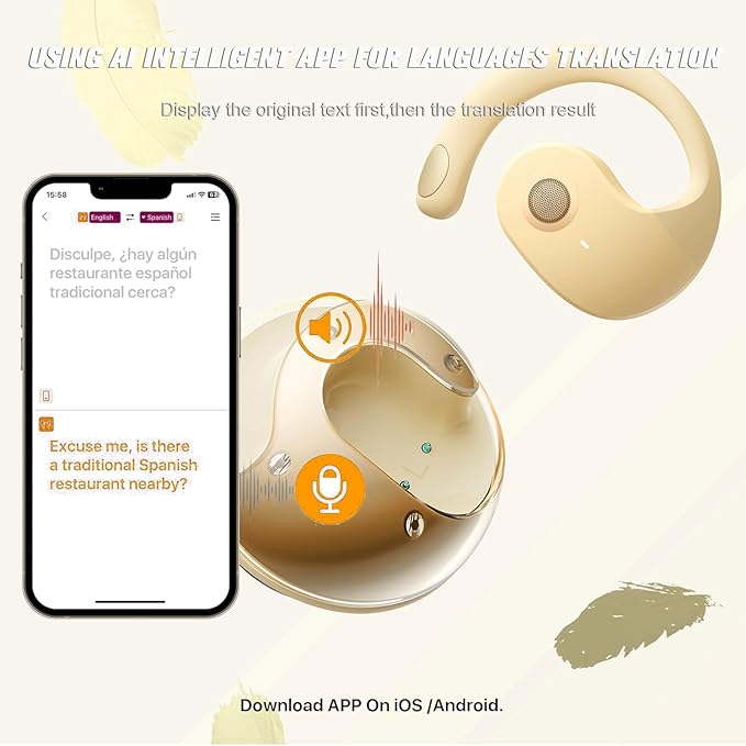 Translation Earbuds Real Time, 144 Languages Translation Device Ai Translator Earbuds Translating Headphones Real Time Ai Headphones Language Translation