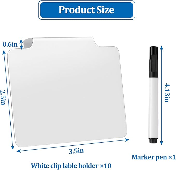 10 PCS Basket Labels,Clip On PVC Labels with Pen for Storage Bins, Removable Label Holders,Basket Tags