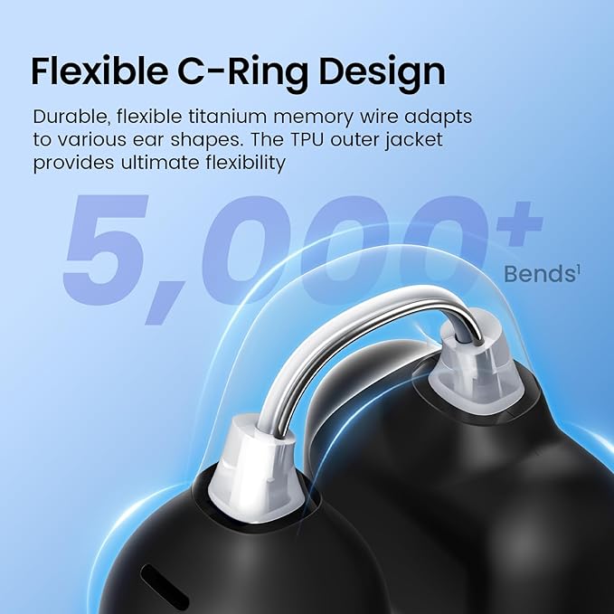 Clip On Earbuds,Open Ear Headphones Mini Bone Conduction Headphones IPX6 Waterproof Bluetooth Earbuds, Bluetooth 5.4 Ear Clip Earphones for Running Walking, Workout - Black