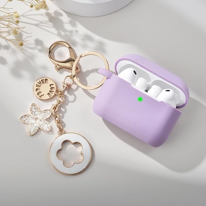 VISOOM for AirPods Pro 3 Case 2025, Silicone Case for Apple Air Pods Pro 3rd Generation Cover Women, Cute iPods 3 Protective Cover with Bling Keychain & Cleaning Kit