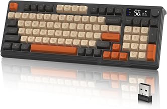 LexonElec M96 Wireless Gaming Keyboard,Knob Control Bluetooth/2.4G Wireless Mechanical Feeling Keyboard,RGB LED Backlit with Display Screen, PBT Keycap,3000mAh, 94-Key Layout for Win/Mac (Shimmer) - Image 1