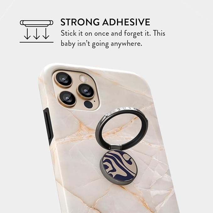 BURGA Cell Phone Ring, Holder Grip and Stand - Finger Phone Grip for Back of Smartphone Case, Kickstand 360 Rotation, Universal Ring for iPhone Samsung Galaxy Huawei Google Pixel, Stylish Accessories