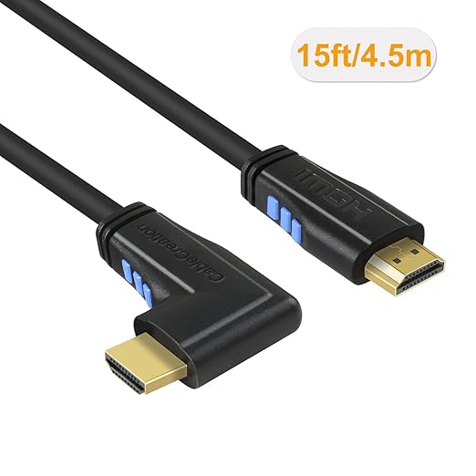 CableCreation 15ft 4K HDMI Cable - Right Angle 270 Degree Vertical, Male to Male Cable for Ultra HD 4K@60Hz, 3D Video - 2-Year Warranty