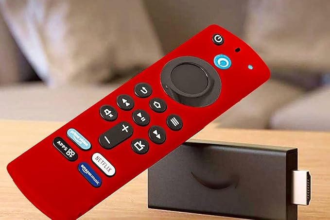 Remote Case Replacement for TV Stick (3rd Gen) 2021 Release Voice Remote, Red Silicone Protective Cover Sleeve with Lanyard - LEFXMOPHY