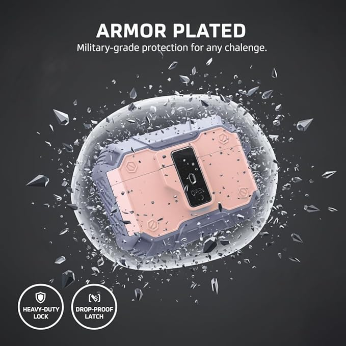 for AirPods Pro 3 Case, Secure Lock Magnetic Lid Cover with Keychain, Military Grade Shockproof Protective Case for Airpods Pro 3rd Gen, Wireless Charging & Front LED Visible,Pink Blue