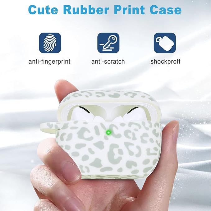 Case Compatible with AirPods Pro 3 Generation 2025 Cover with Keychain, Gawnock Leopard Print Skin Soft Cover for AirPods Pro 3 Case Full Protection,Front LED Visible,Beige Leopard