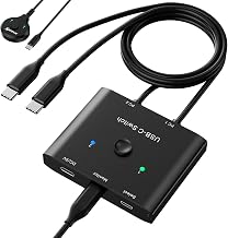 USB C Switch,Bi-Directional USB C Switcher 2 Computers,MLEEDA USB Type C KVM Switch 8K@60Hz 4K@120Hz Video/10Gbps Data Transfer/100W Charging,Compatible with Thunderbolt Device,USB-C Cables Included - Image 1