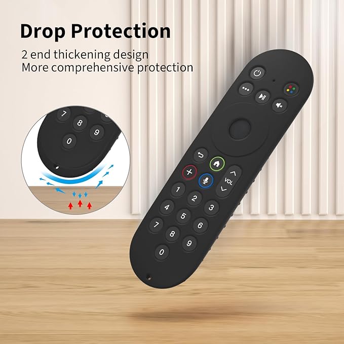Hi Color Silicone Cover for XR100 Xfinity Xumo Stream Box Remote Cover Xumo Streaming Box Remote Case Shockproof Anti-Slip Silicone Sleeve with Lanyard (Black)