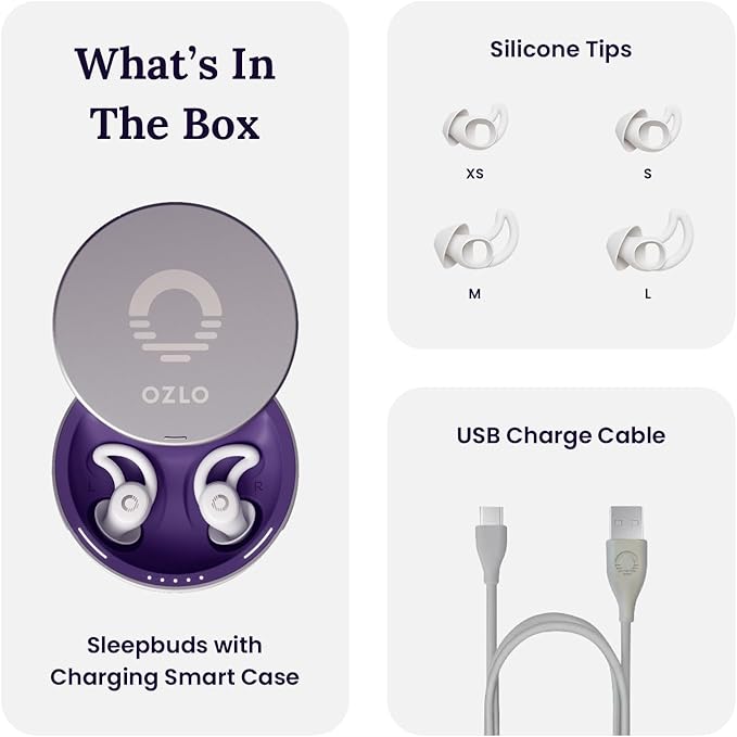 Ozlo Sleepbuds® | Comfortable Side Sleeper Headphones | Up to 10 Hours of Bluetooth LE Streaming | Science-Backed Sleep Sounds | Snore Blocking Comfortable Earbuds (Renewed)