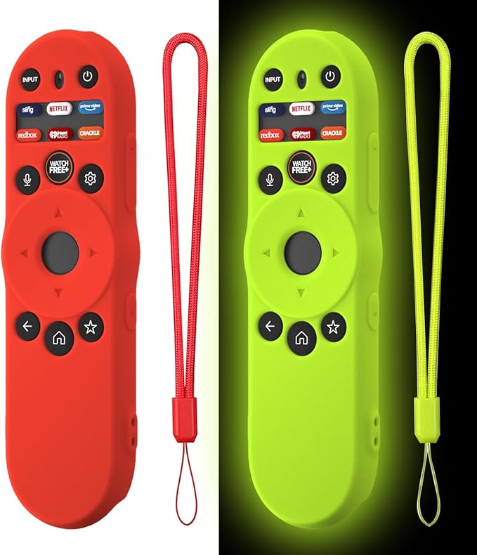 2Pack Hi Color Remote Cover for Vizio TV Remote XRT270 Smart TV Remote 2023, Silicone Vizio Remote Control Case Cover for VIZIO XRT270 Silicone Sleeve with Lanyard(Red+Glow Green)