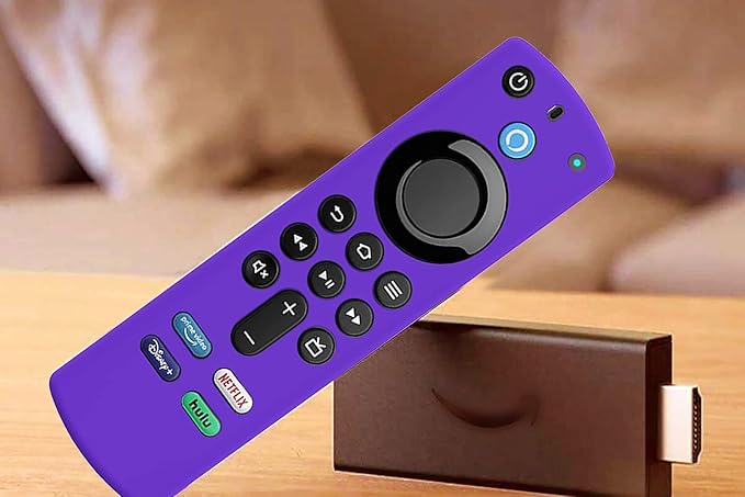 Purple Remote Cover Replacement for TVstick (3rd Gen) / TV Stick 4K Max 2021 Voice Remote, Silicone Protective Case Sleeve with Lanyard - LEFXMOPHY