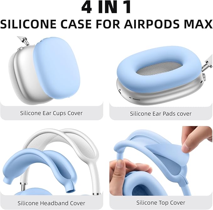 Lerobo for AirPod Max Case Cover, Anti-Scratch Ear Pad Case Cover/Ear Cups Cover/Headband Cover for AirPods Max Headphones, Soft Silicone Skin Protector for Apple AirPods Max Accessories(Lilac)