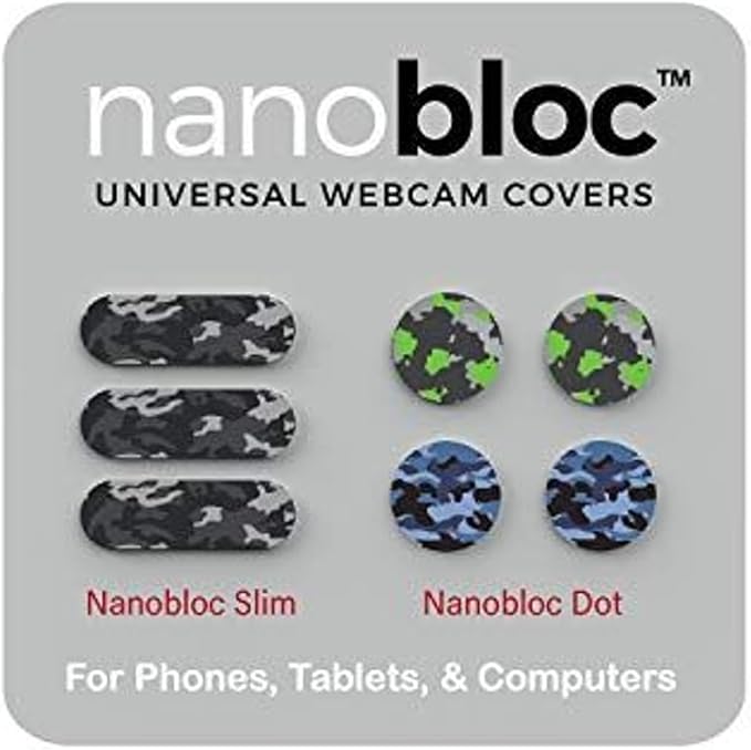 Webcam Covers - Residue-Free Camera Blocker Sticker for Laptop - Phone Camera Privacy Cover - Reusable Lens Protector Slides for Tablet & PC - Pack of 7, Camo