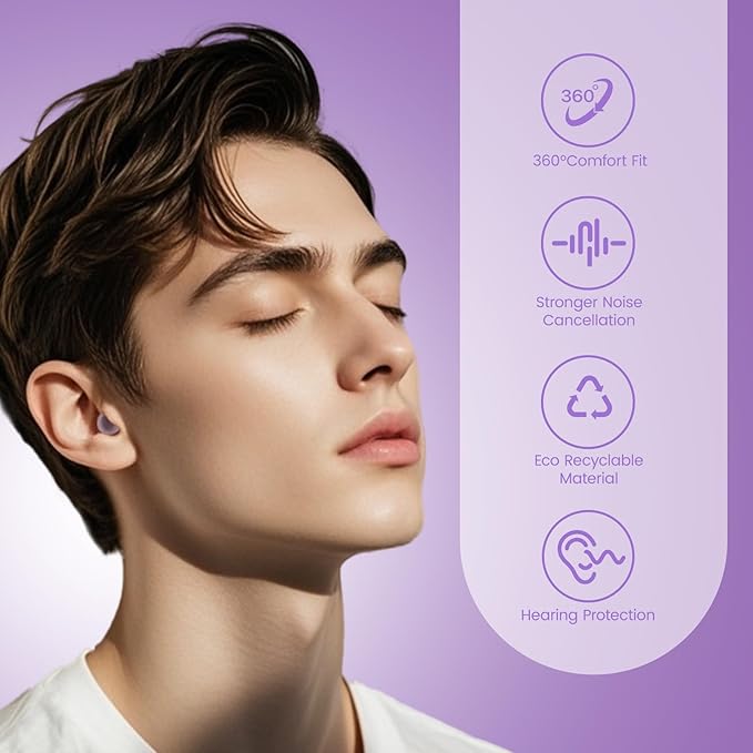 Zeroplus Ear Plugs for Sleeping Ultra-Comfortable Earplugs for Sleep,Professional Noise Cancelling Ear Plugs -26 dB, 3 Adjustable Sizes, Ideal for Sleep,Focus,Travel and Those Sensitive to Noise
