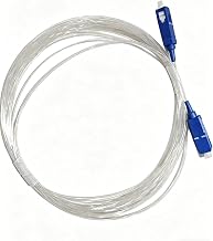 SC-SC UPC Single Mode Invisible Flat Fiber Optic Cable 20M, Insertion Loss ≤0.3dB, Return Loss ≥50dB Ultra Thin Wall Hidden FTTH Internet Cord with 20Pcs Clear No-Drill Adhesive Cable Clips - Image 1