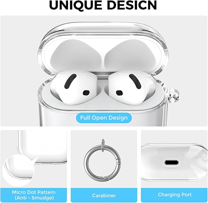 AhaStyle Clear Airpods 4 Case Cover with Cleaning Kit [Anti-Yellowing] Soft TPU Protective Covers Skin Designed for Apple AirPods 4th Generation 2024 Support USB-C Charging Case and Wireless Charging