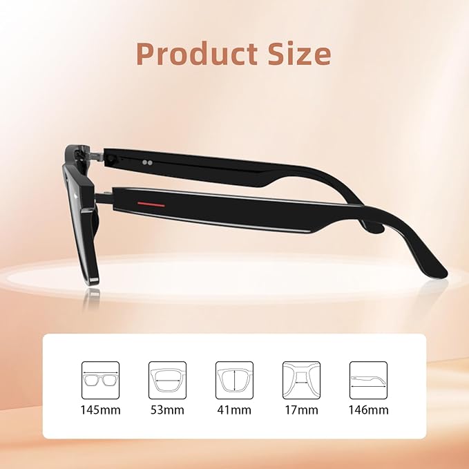 Smart Glasses for Men & Women, Bluetooth Glasses with Speakers, UV400 Polarized Lenses, Open Ear Sound, Music/Call, Touch Voice Assistant, Smart Bluetooth Sunglasses for Driving Traveling