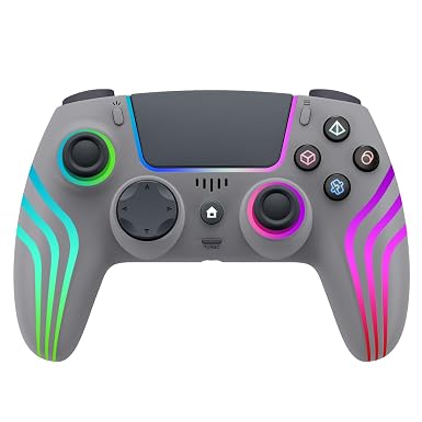 JYELUK Wireless Controller for PS5 with RGB Lighting,Grey