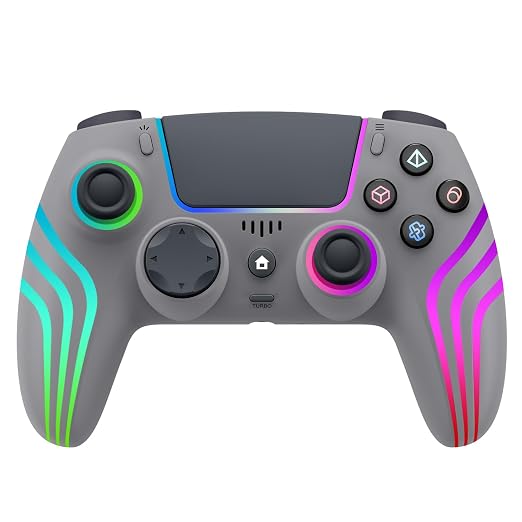 JYELUK Wireless Controller for PS5 with RGB Lighting,Grey