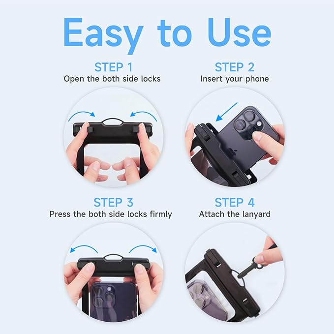 IPX8 Waterproof Phone Case (2-Pack) - Universal Waterproof Bag for iPhone, Samsung, Pixel up to 7” | Clear Touchscreen for Swimming, Snorkeling, Kayaking & Beach (Jungle Green and Shadow Black)