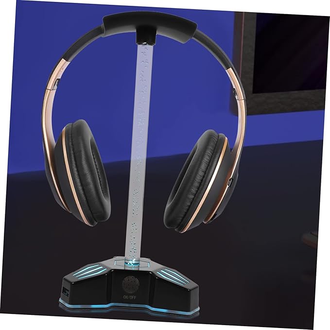 RGB Headphone Stand USB Port 7.1 Surround Sound Gaming Headset Holder Multi-Functional Desktop Display for Teen Boys Creative Desk Accessory