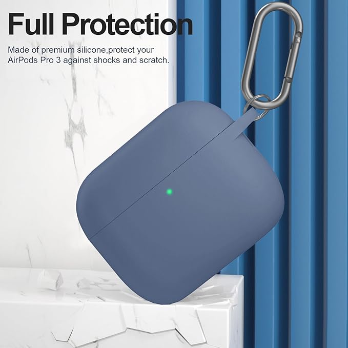 ATUAT for AirPods Pro 3 Case Cover with Cleaner, Protective Soft Silicone Skin with Keychain for Women Men for Apple AirPods Pro 3rd Generation Case(2025), Front LED Visible, Lavender Grey