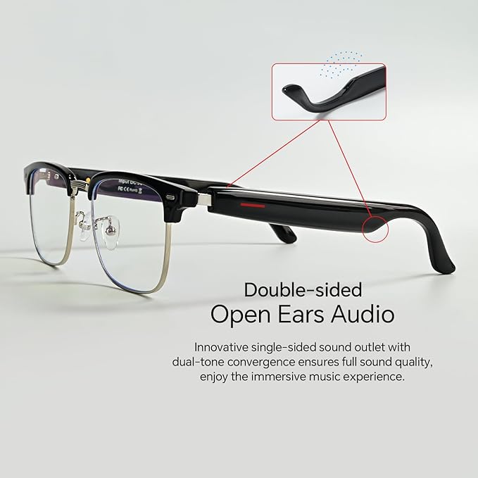Bluetooth Smart Glasses with Camera, Real-Time Translation, Voice Assistant for Sports/Cycling/Running, Bone-Conduction Music Glasses (Sunglasses)