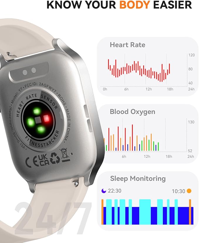 Smart Watches for Women Men, Fitness Tracker Watch with 110 Sports Modes, Step Counter/Sleep Monitor/Pedometer, IP68 Waterproof, Bluetooth Call & Music Control Smartwatch for iPhone/Android,Starlight
