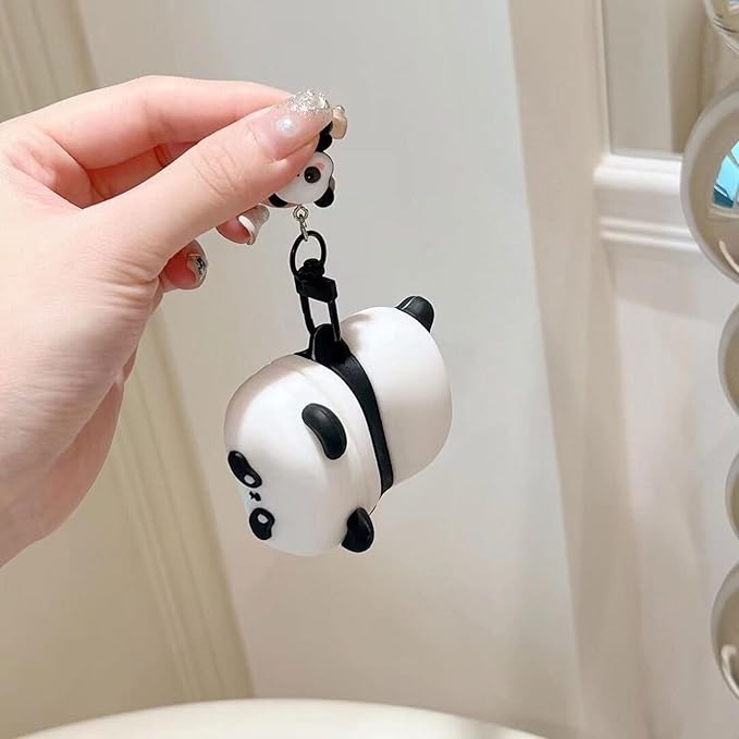 Case Compatible with AirPods Pro 3 2025, Cute Kawaii Panda Design Case Cover, Portable Soft Silicone Wireless Charging Earphone Shockproof Protector with Pendant
