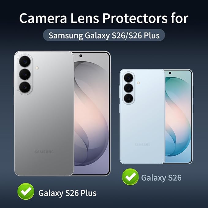 4-Pack Camera Lens Protector for Samsung Galaxy S26/S26+/S26 Plus, 9H Tempered Glass Camera Cover Screen Protector Accessories, HD Clarity, Anti-scratch, Bubble Free, Shockproof Full Protective