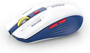 RAPIQUE Bluetooth Wireless Mouse - (BT1/BT2+USB) Tri-Mode High Performance, Rechargeable, Multi-Device Compatible with PC/Laptop/Computer/MacBook/iPad Air Pro (Blue and White)